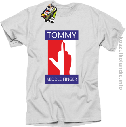 Tommy Middle Finger - koszulka męska -biała