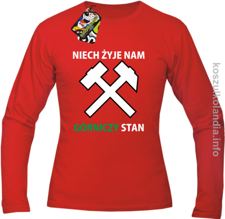 Niech żyje nam górniczy stan - Longsleeve męski czerwony 