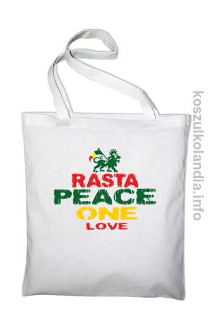 Rasta Peace ONE LOVE - torba bawełniana - biała