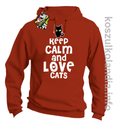 Keep Calm and Love Cats Black Filo - Bluza męska z kapturem pomarańcz 
