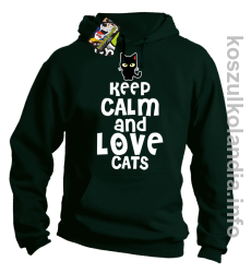 Keep Calm and Love Cats Black Filo - Bluza męska z kapturem butelkowa 