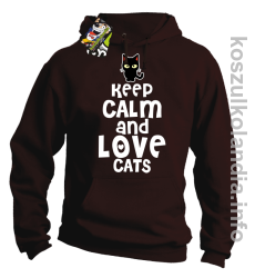 Keep Calm and Love Cats Black Filo - Bluza męska z kapturem brąz 