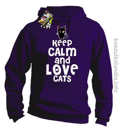 Keep Calm and Love Cats Black Filo - Bluza męska z kapturem 