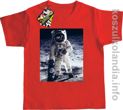 Kosmonauta z deskorolką - koszulka dziecięca czerwona 