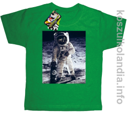 Kosmonauta z deskorolką - koszulka dziecięca zielona 
