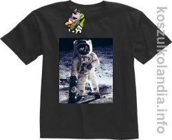 Kosmonauta z deskorolką - koszulka dziecięca czarna 