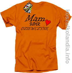 Mam Super Dziewczynę Serce - koszulka męska - pomarańczowa