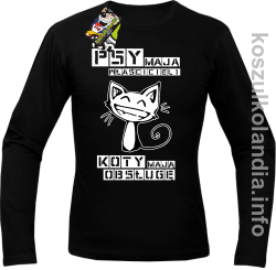 Psy mają właścicieli, koty mają obsługę - Longsleeve męski czarny 