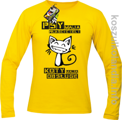 Psy mają właścicieli, koty mają obsługę - Longsleeve męski żółty 