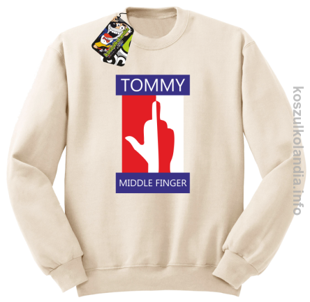 Tommy Middle Finger -  bluza bez kaptura - beżowa