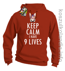 Keep Calm i Have 9 Lives Cat Disco - Bluza męska z kapturem pomarańcz 