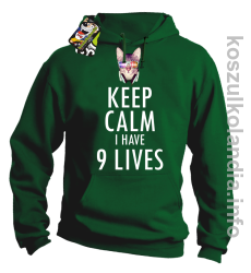 Keep Calm i Have 9 Lives Cat Disco - Bluza męska z kapturem zielona 
