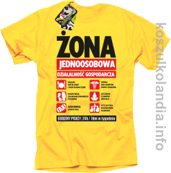 Żona - Jednoosobowa działalność gospodarcza - koszulka STANDARD - żółta