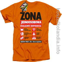 Żona - Jednoosobowa działalność gospodarcza - koszulka STANDARD pomarańczowa
