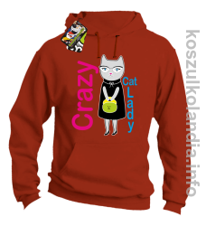 Crazy CAT Lady - Bluza męska z kapturem pomarańcz 
