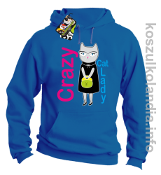 Crazy CAT Lady - Bluza męska z kapturem niebieska 