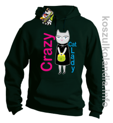 Crazy CAT Lady - Bluza męska z kapturem butelkowa 