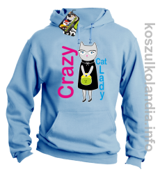Crazy CAT Lady - Bluza męska z kapturem błękit 