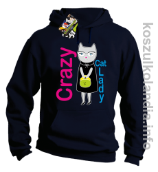 Crazy CAT Lady - Bluza męska z kapturem granat
