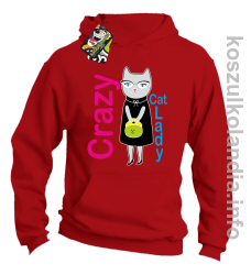 Crazy CAT Lady - Bluza męska z kapturem czerwona 