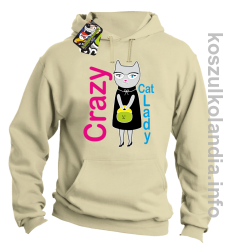 Crazy CAT Lady - Bluza męska z kapturem beżowa 
