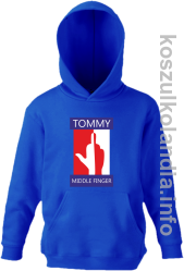Tommy Middle Finger -  bluza z kapturem dziecięca  - niebieska