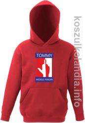 Tommy Middle Finger -  bluza z kapturem dziecięca  - czerwona
