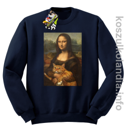 Mona Lisa z kotem - Bluza męska standard bez kaptura granatowa 