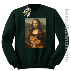 Mona Lisa z kotem - Bluza męska standard bez kaptura butelkowa 