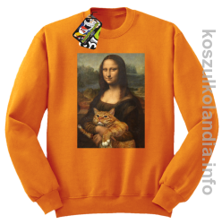 Mona Lisa z kotem - Bluza męska standard bez kaptura pomarańczowa 