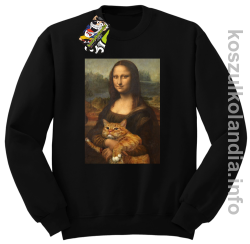Mona Lisa z kotem - Bluza męska standard bez kaptura czarna 