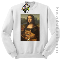 Mona Lisa z kotem - Bluza męska standard bez kaptura biała 