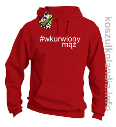 Wkurwiony Mąż -  bluza męska z kapturem - czerwona