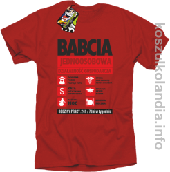 BABCIA - Jednoosobowa działalność gospodarcza - koszulka standard czerwona 