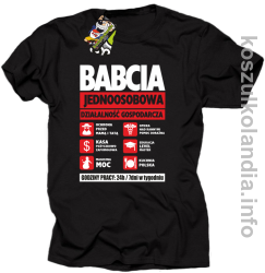 BABCIA - Jednoosobowa działalność gospodarcza - koszulka standard czarna 