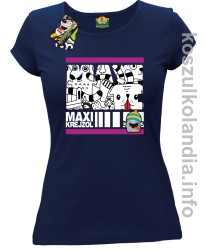 MAXI Krejzol Freaky Cartoon Red Doggy -koszulka damska - granatowa