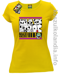 MAXI Krejzol Freaky Cartoon Red Doggy -koszulka damska - żółta