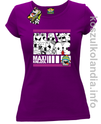MAXI Krejzol Freaky Cartoon Red Doggy -koszulka damska - fioletowa