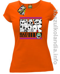 MAXI Krejzol Freaky Cartoon Red Doggy -koszulka damska - pomarańczowa