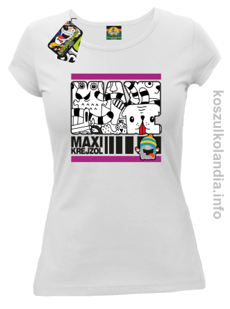 MAXI Krejzol Freaky Cartoon Red Doggy -koszulka damska - biała