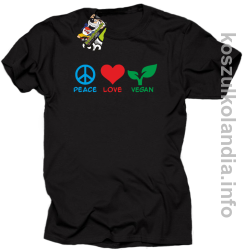 Peace Love Vegan - Koszulka męska czarna 