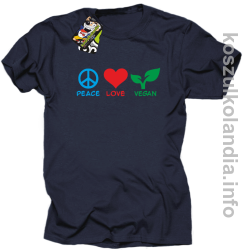 Peace Love Vegan - Koszulka męska granat
