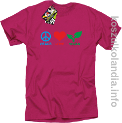 Peace Love Vegan - Koszulka męska fuchsia 