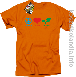 Peace Love Vegan - Koszulka męska pomarańcz 