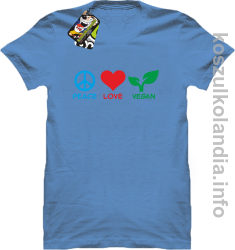 Peace Love Vegan - Koszulka męska błękit 
