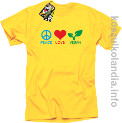 Peace Love Vegan - Koszulka męska żółta 