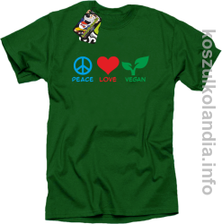 Peace Love Vegan - Koszulka męska zielona 