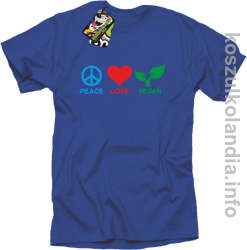 Peace Love Vegan - Koszulka męska niebieska 