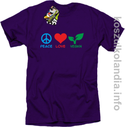 Peace Love Vegan - Koszulka męska fiolet 