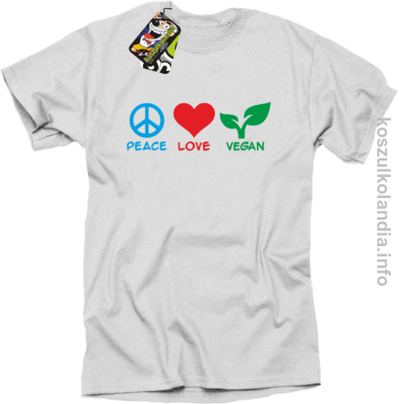 Peace Love Vegan - Koszulka męska biała 